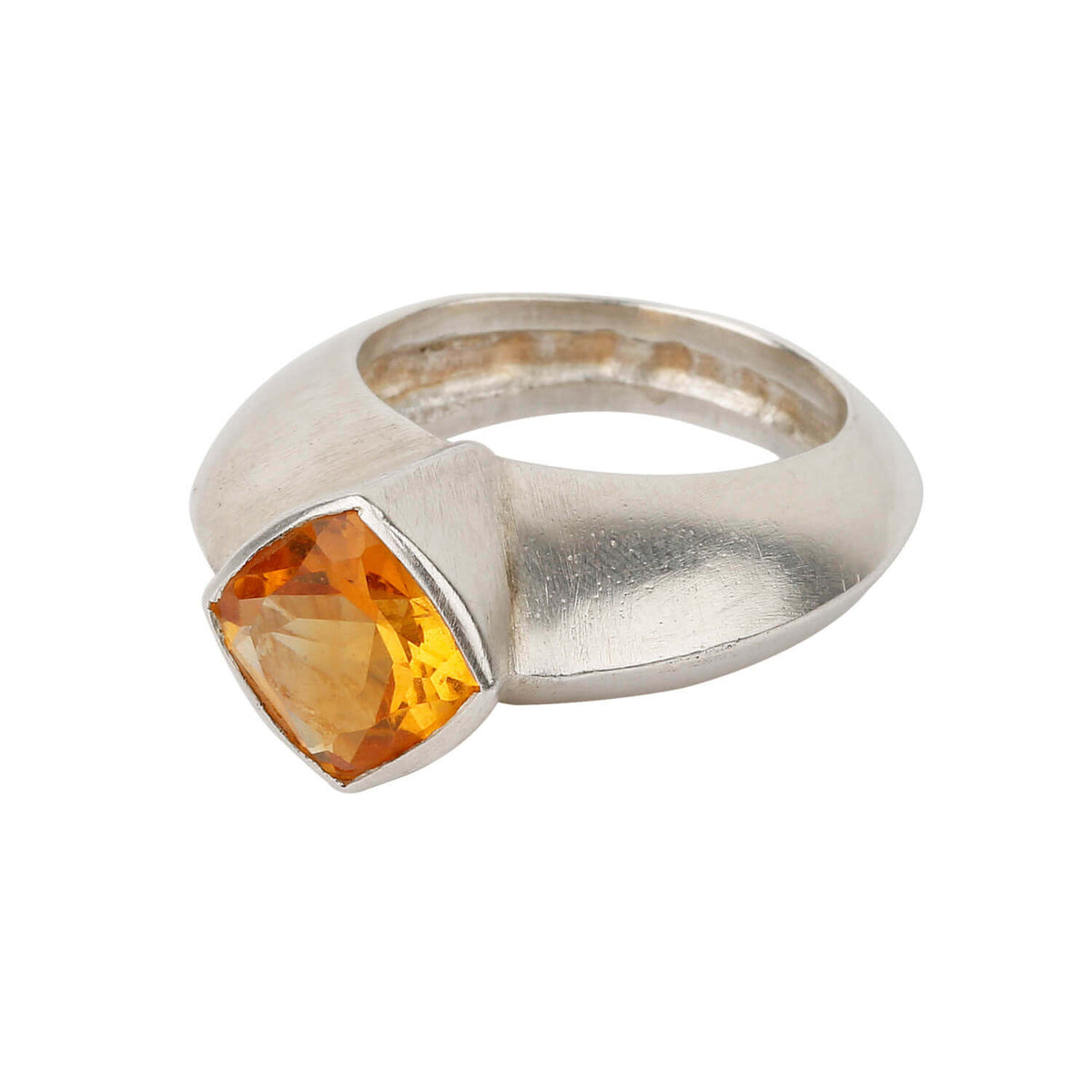 Square Citrine Silver Ring