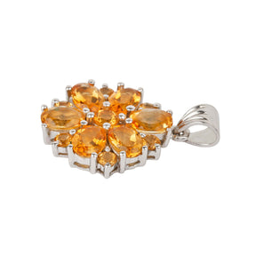 Citrine Flower Silver Pendant