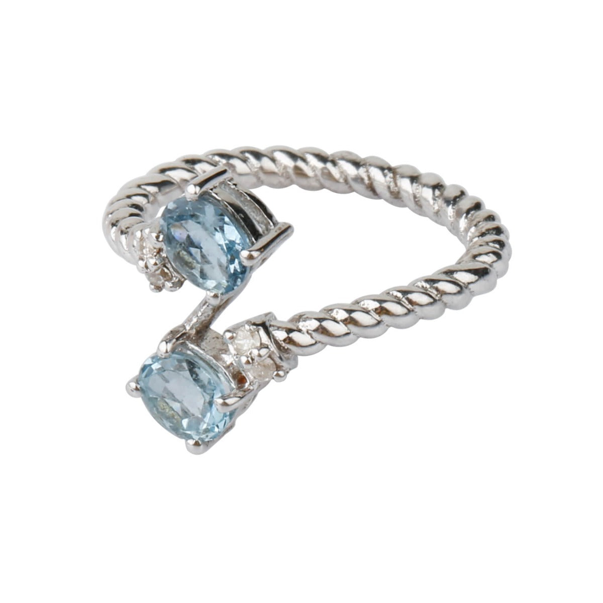  silver wired aquamarine ring
