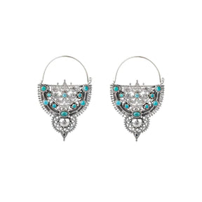 Alluring lapis antique silver hoops