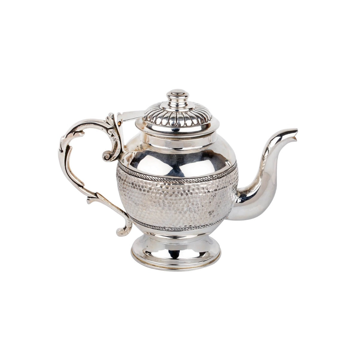 Hammer work silver tea pot