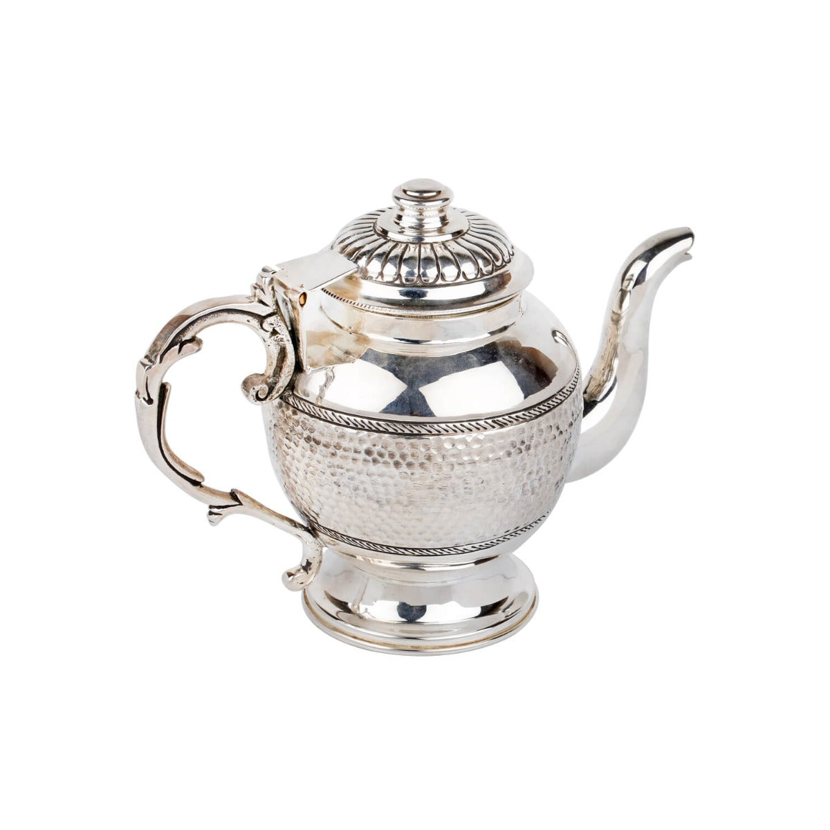 Hammer work silver tea pot