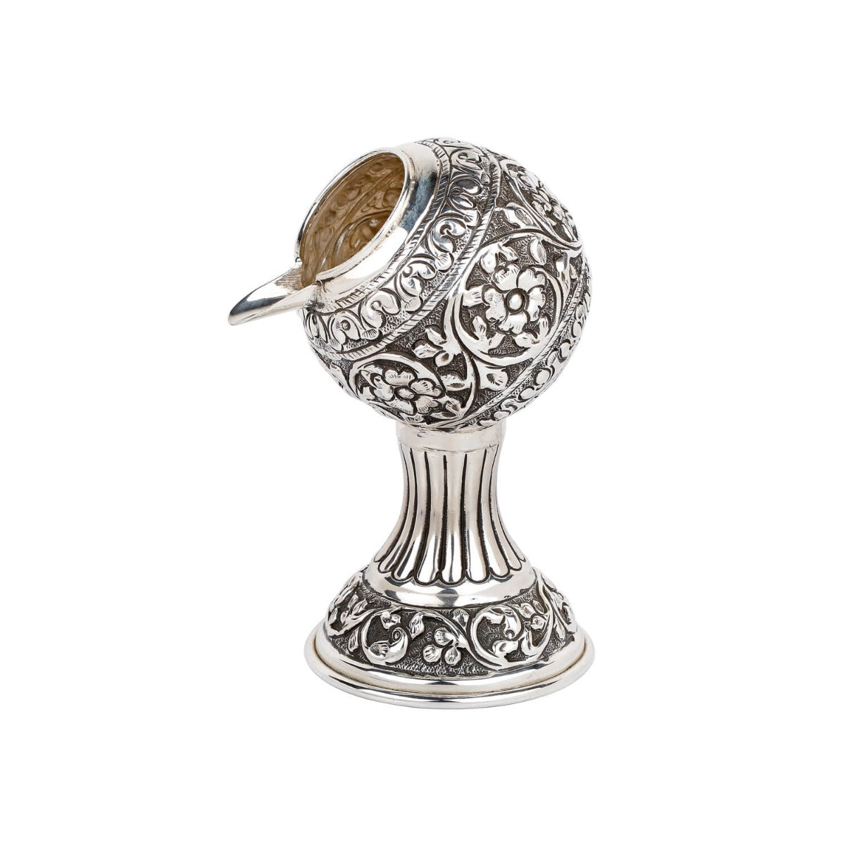 Antique silver floral pot ashtray