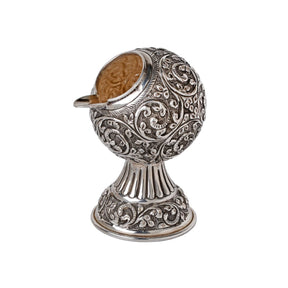 Antique silver floral pot ashtray