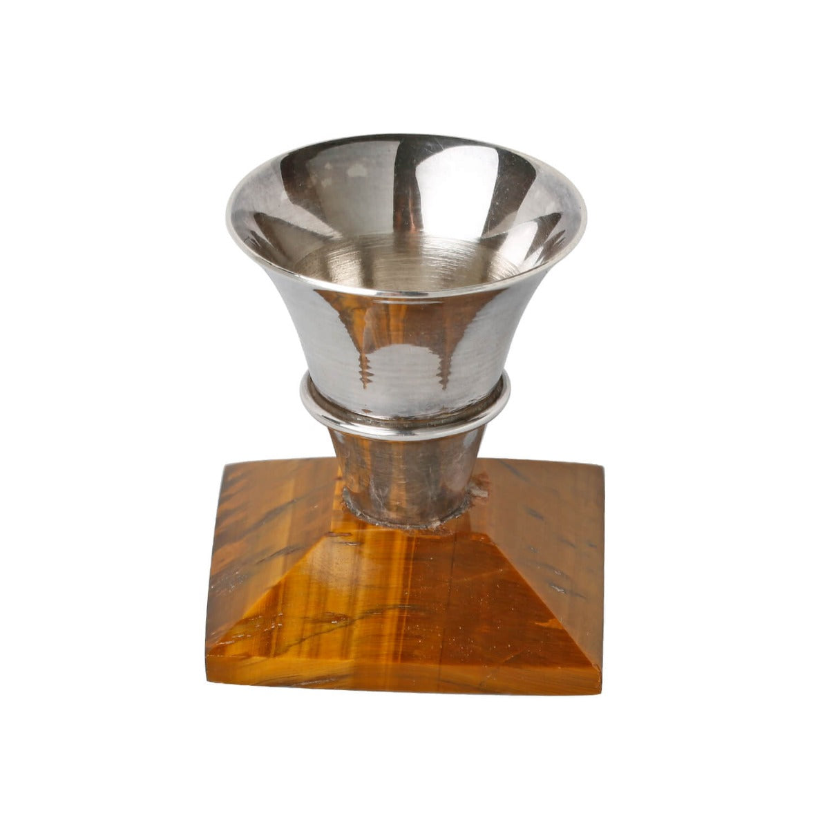 Tiger eye silver candle stand