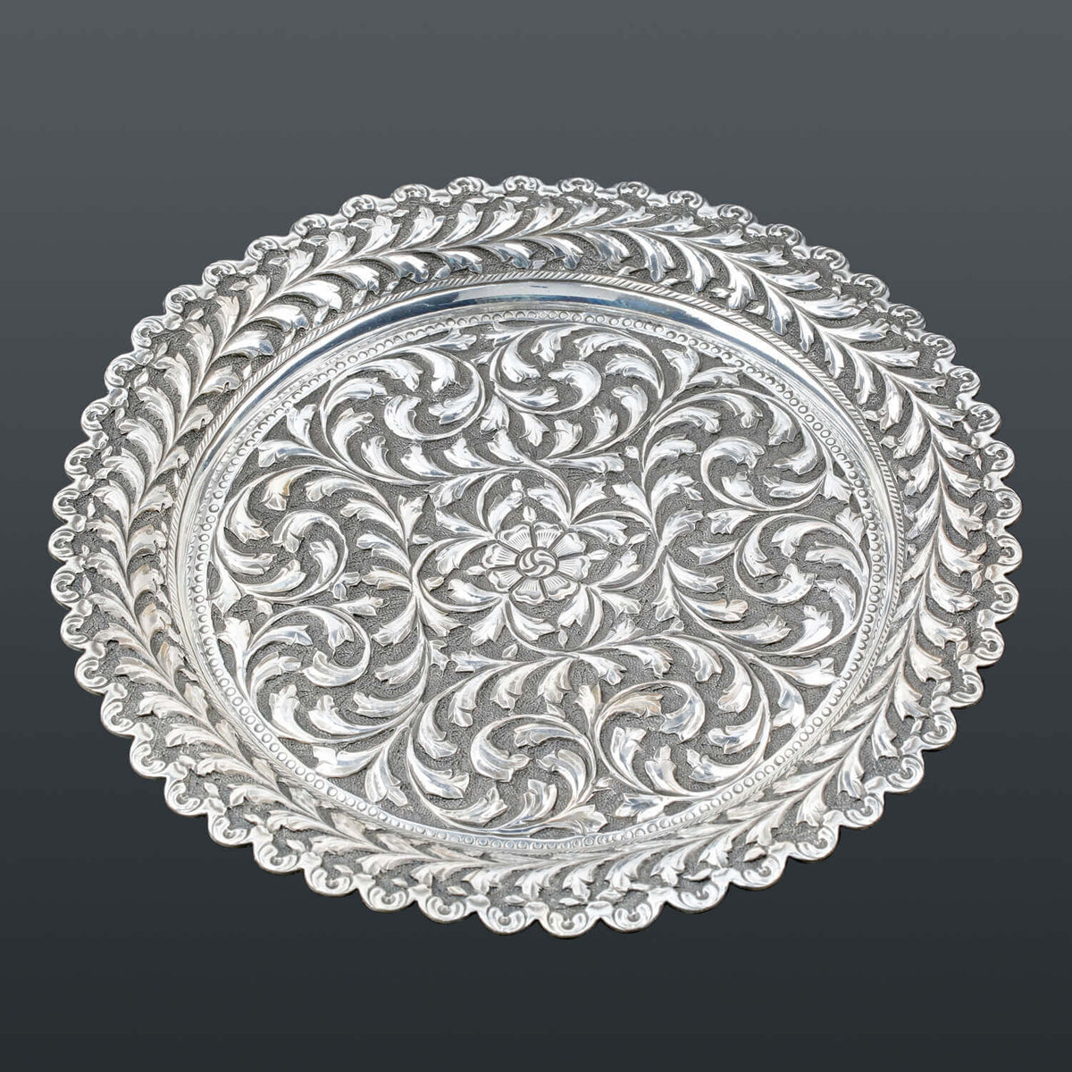 silver plates, sterling silver plates, floral plates, decor, decoration, tableware, handmade, handcrafted, Festival, Showpiece, Gifts, Gifting,, scrollwork