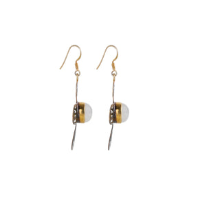 Two Tone Moonstone Silver 925 Flower Earrings