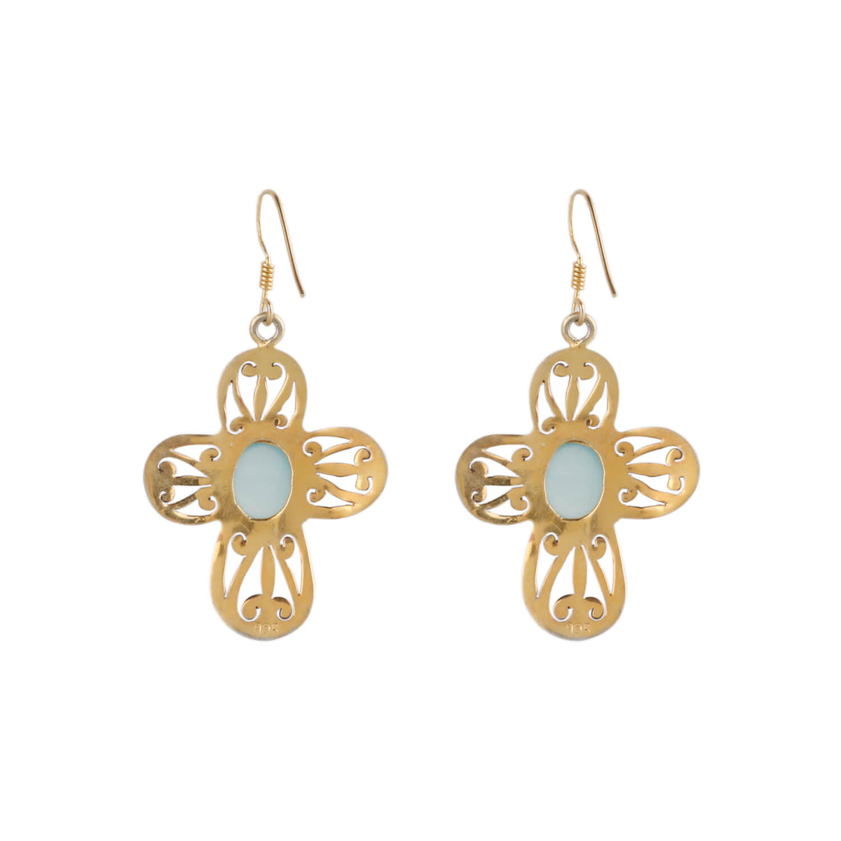 Two Tone Chalcedony Stone Flower Earrings
