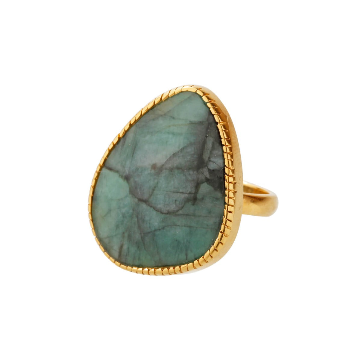 Emerald Gold plated silver ring