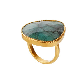 Emerald 18k Gold plated Silver Ring