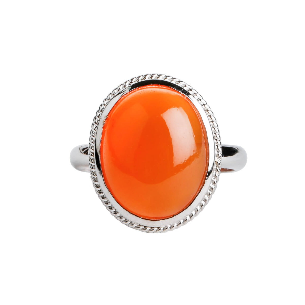Oval shape ring, carnelian ring, sterling silver ring, gemstone ring, shiny ring, orange ring, red ring 