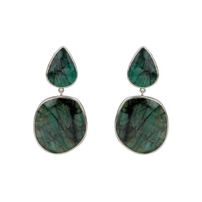 Big Emerald Stones and Silver 925 Earrings