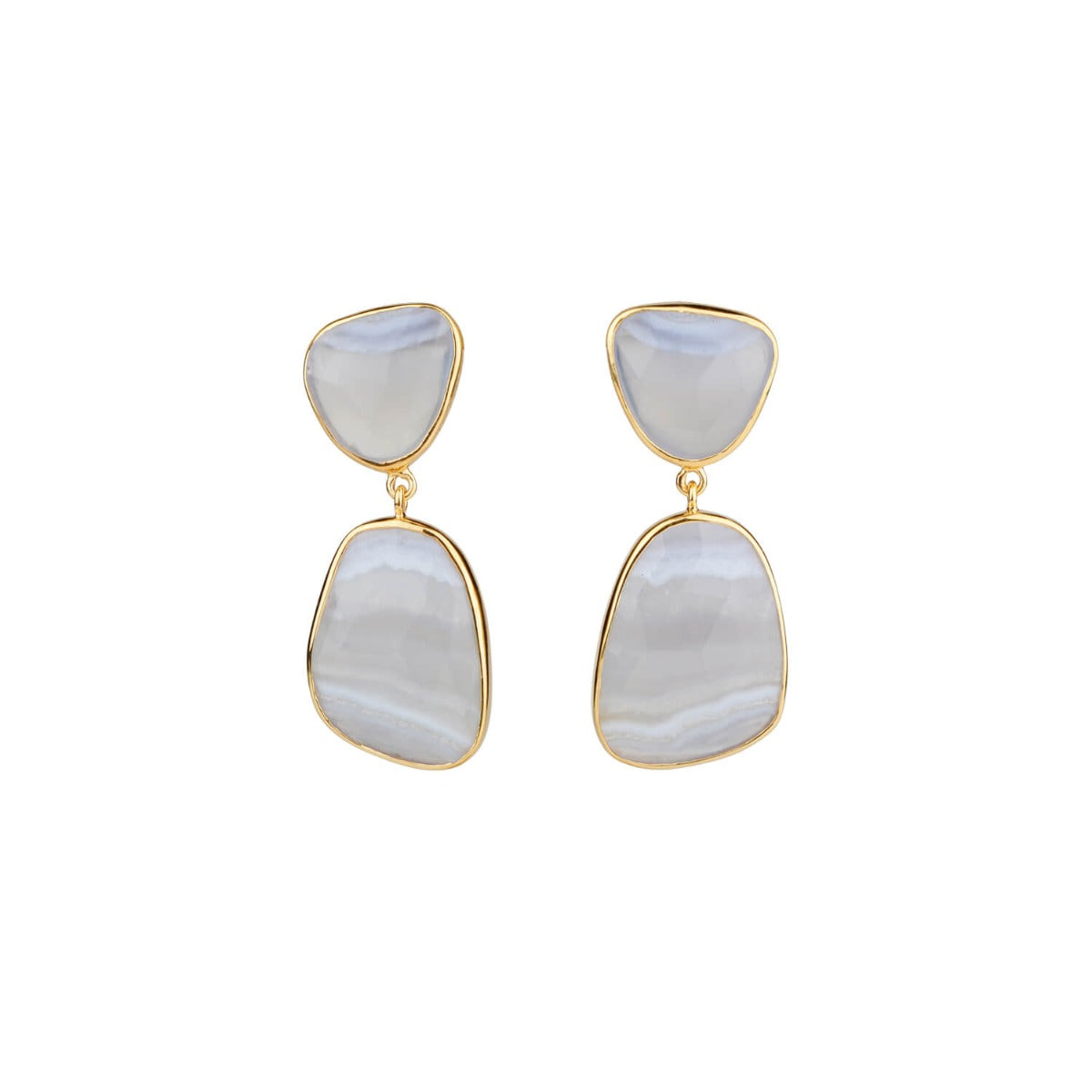 Ravishing Chalcedony gold plated silver earrings