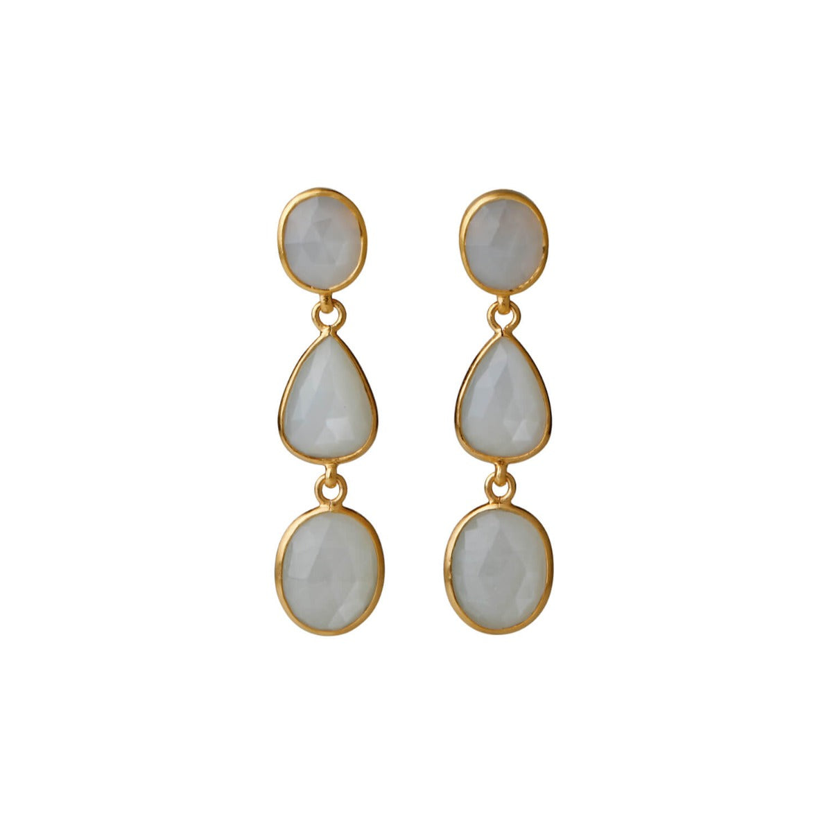 Beauteous Moonstone mix shaped gold plated silver earrings