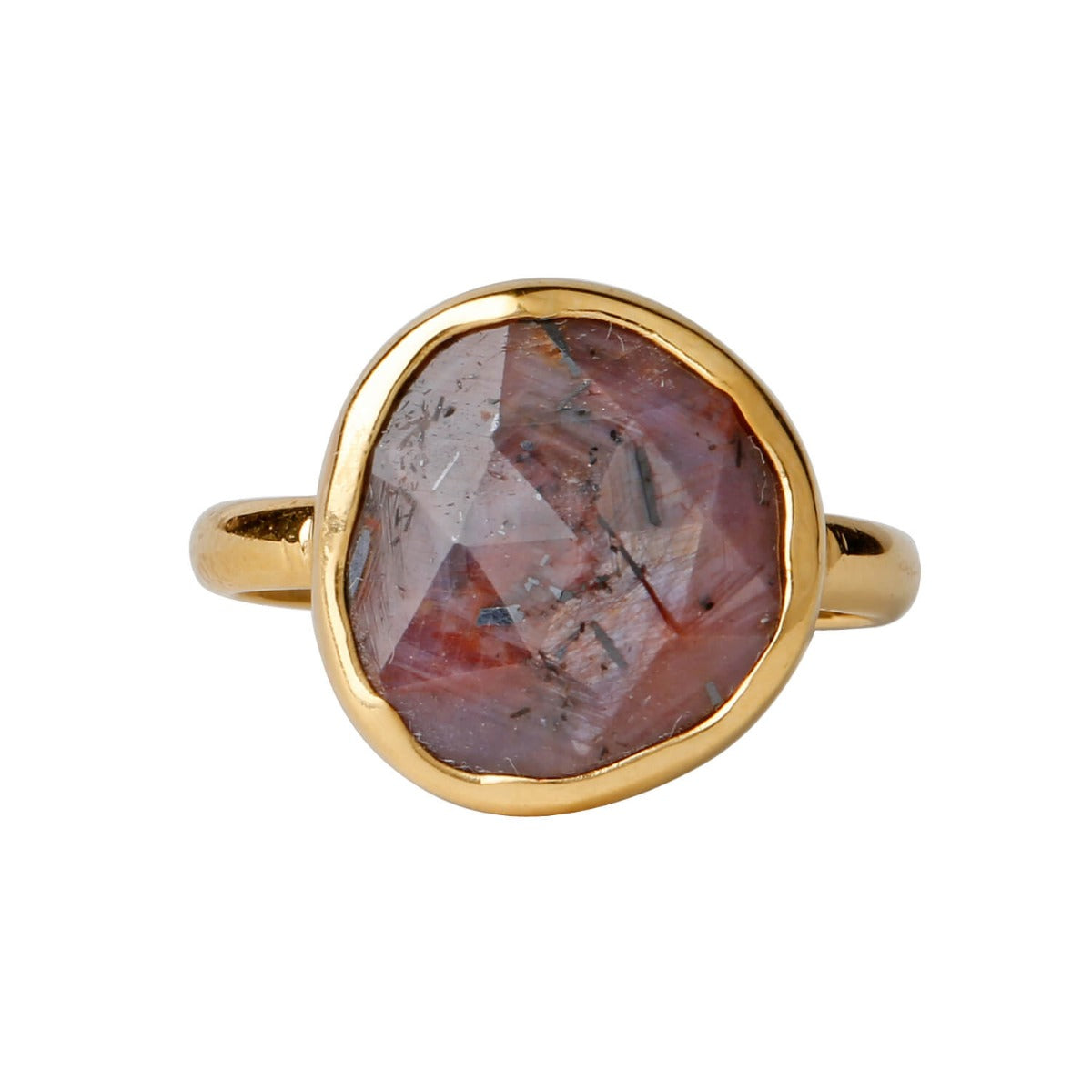 Amusing Ruby gold plated silver ring