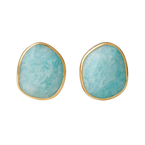 Amazonite Gold plated silver earrings