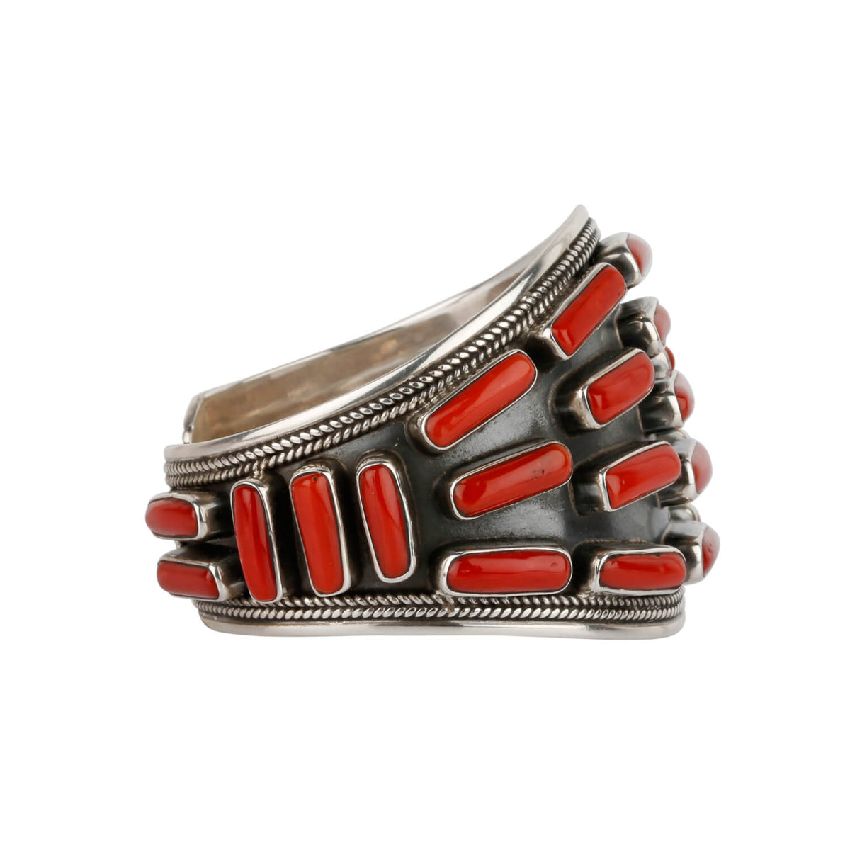 Sequence Coral Silver Oxidized Cuff & Bracelet