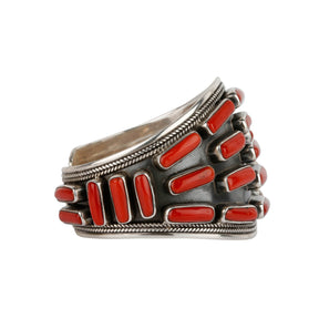 Sequence Coral 925 Silver Oxidized Cuff & Bracelet