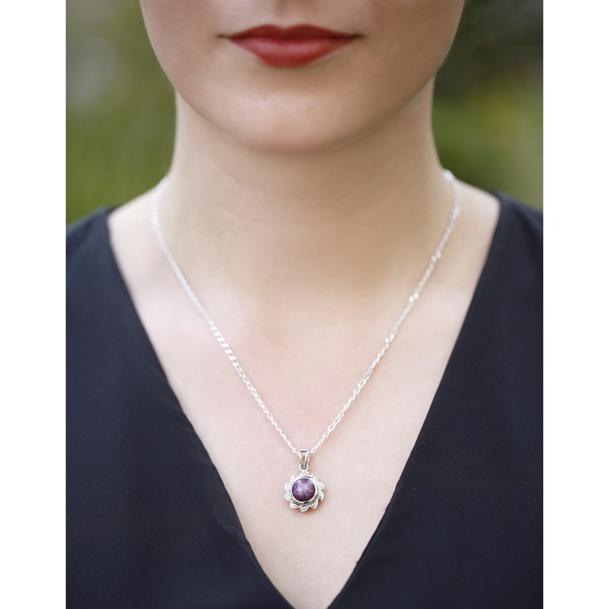 Silver Pendant with Star Ruby