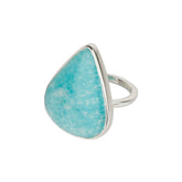 blue ring, light blue ring, amazonite ring, drop shape ring, Drop Shaped Amazonite Ring,  Red onyx, Black onyx, jewelry, Certified jewelry, Oval ring, square ring, round ring, Abalone, Labradorite, Morganite, Lemon quartz, quartz, Tanzanite, Iolite, Blue,