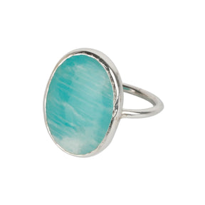 blue ring, light blue ring, amazonite ring, oval ring, oval blue ring, Oval Amazonite Silver Ring, statement ring, bezel set, bezel set ring, Red onyx, Black onyx, jewelry, Certified jewelry, Oval ring, square ring, round ring, Abalone, Labradorite, Morga