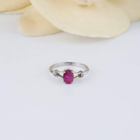 Exquisite ruby & diamond Silver 925 ring