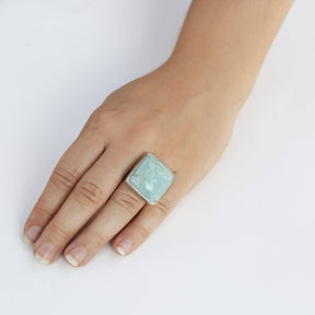Square Amazonite Silver Ring