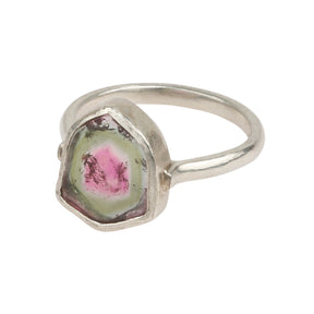 Watermelon Tourmaline Silver Ring