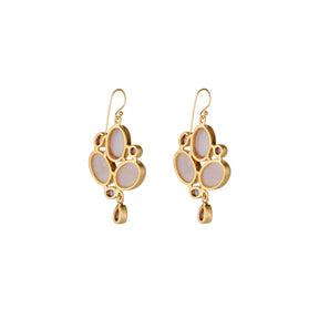 Entrancing rose quartz & amethyst gold plated 925 silver earrings