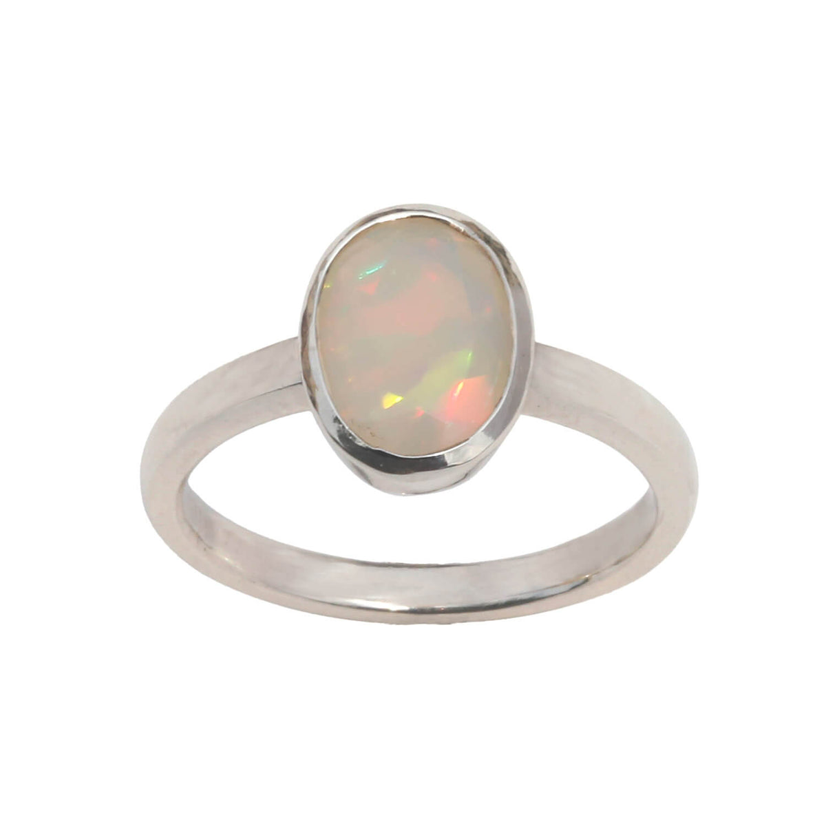Bezel Set Opal Silver 925 Ring