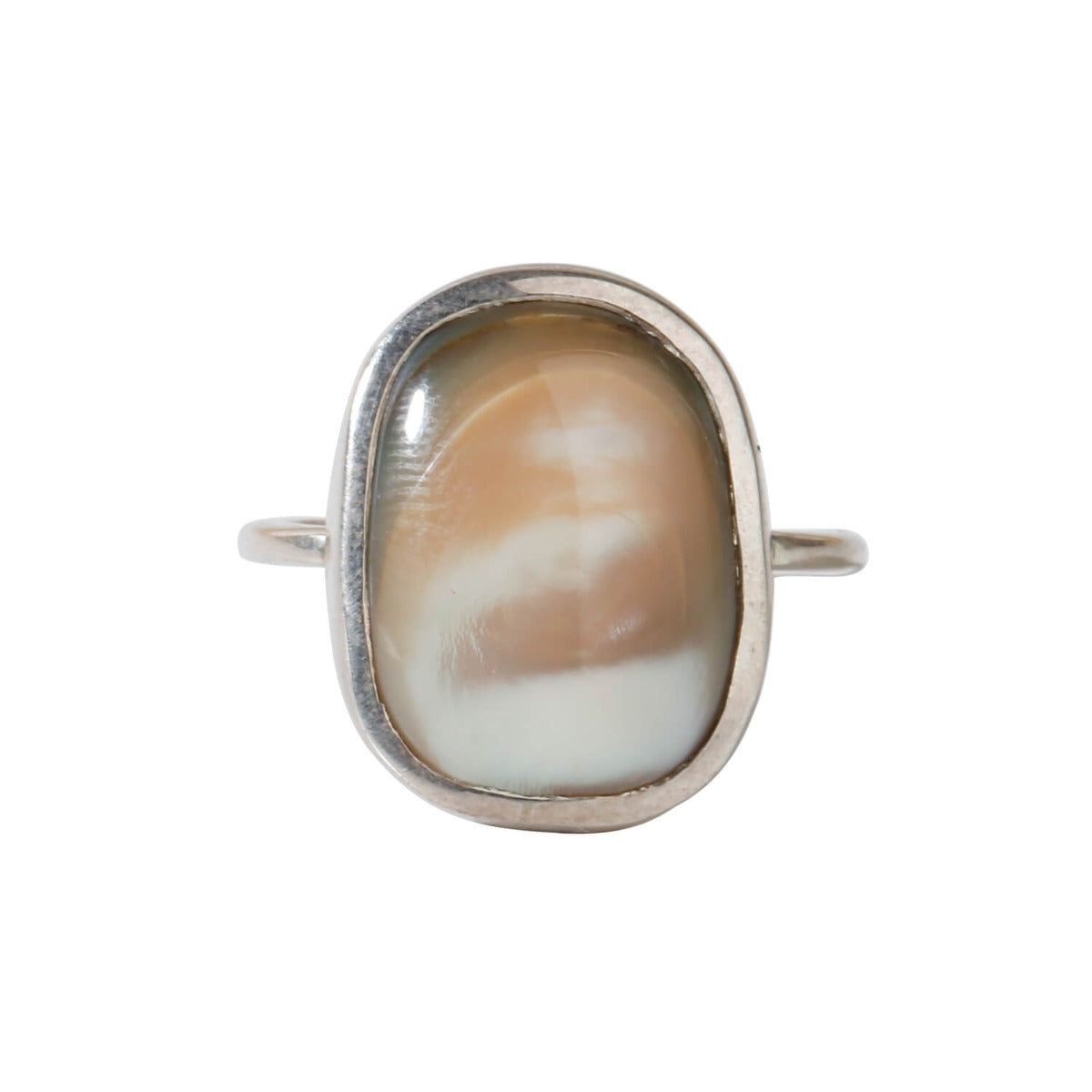 Curved edge Abalone silver ring