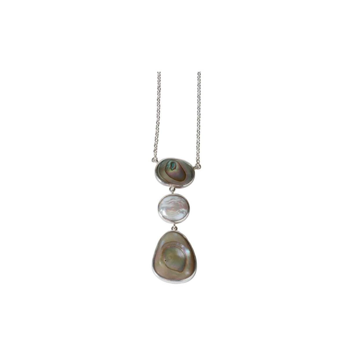 Three step abalone & pearl necklace