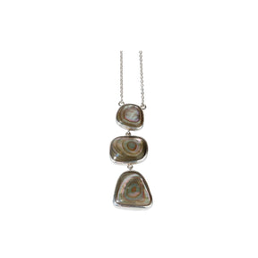 Colorful abalone shell trio necklace