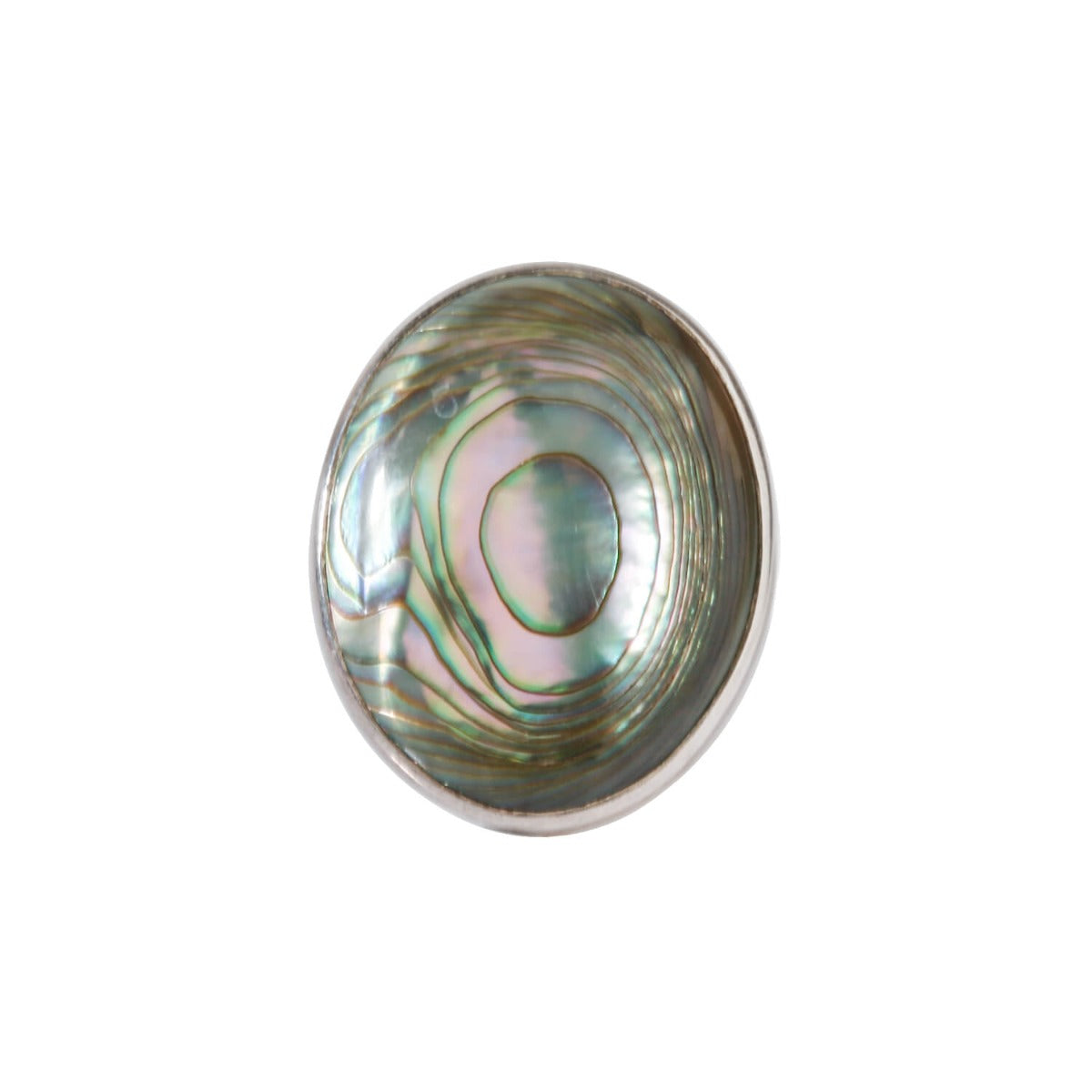 Round abalone sterling silver ring