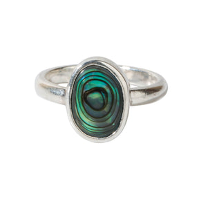 Sterling Silver oval Shape Ring With Abalone Shell