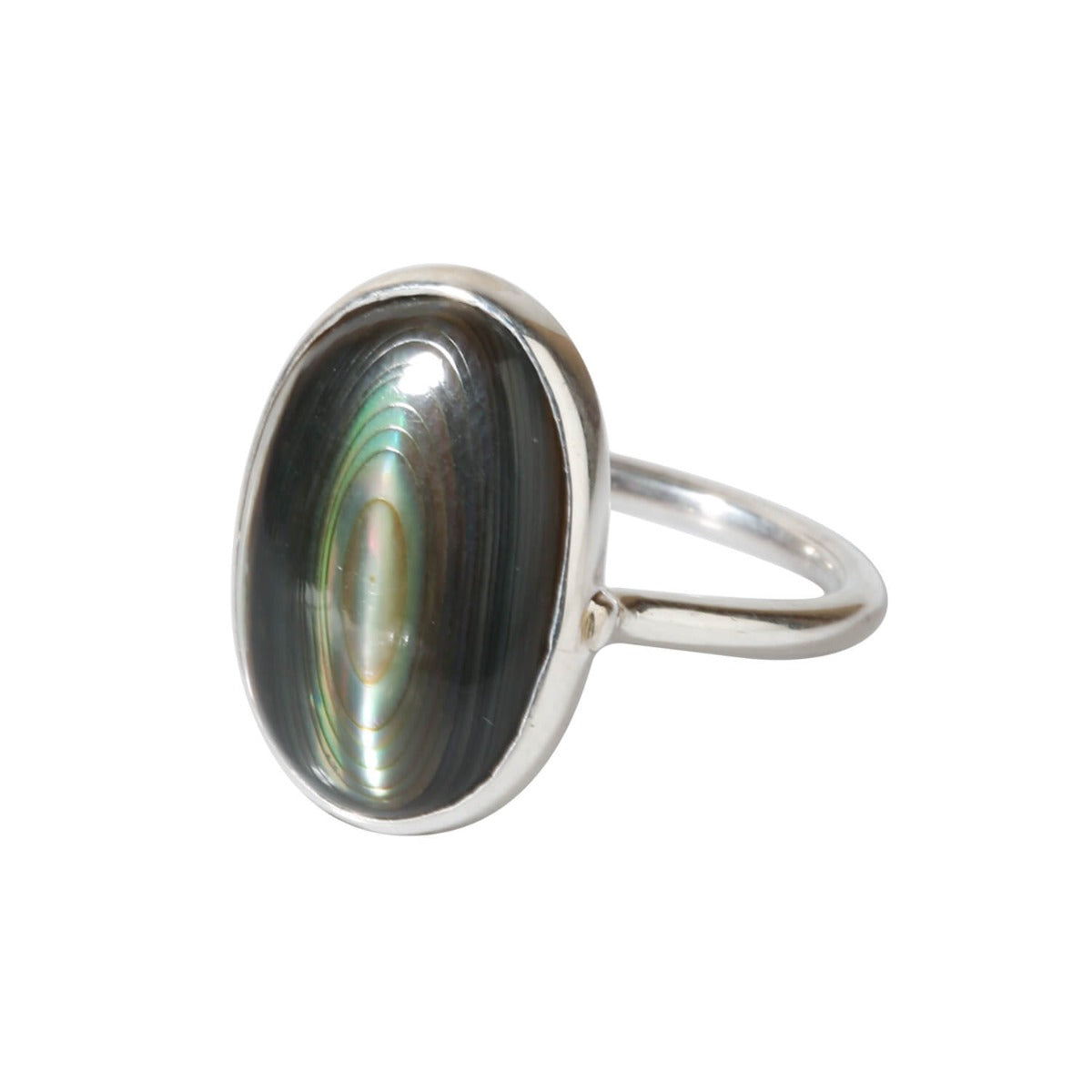 Dainty oval Abalone silver ring