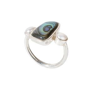 Pearl & Abalone silver ring