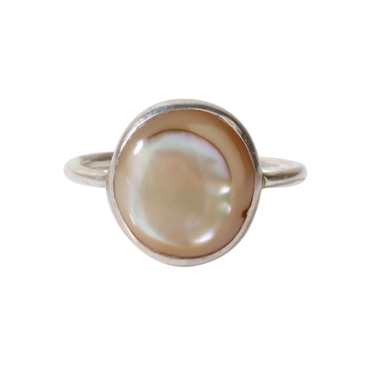 Round abalone silver ring