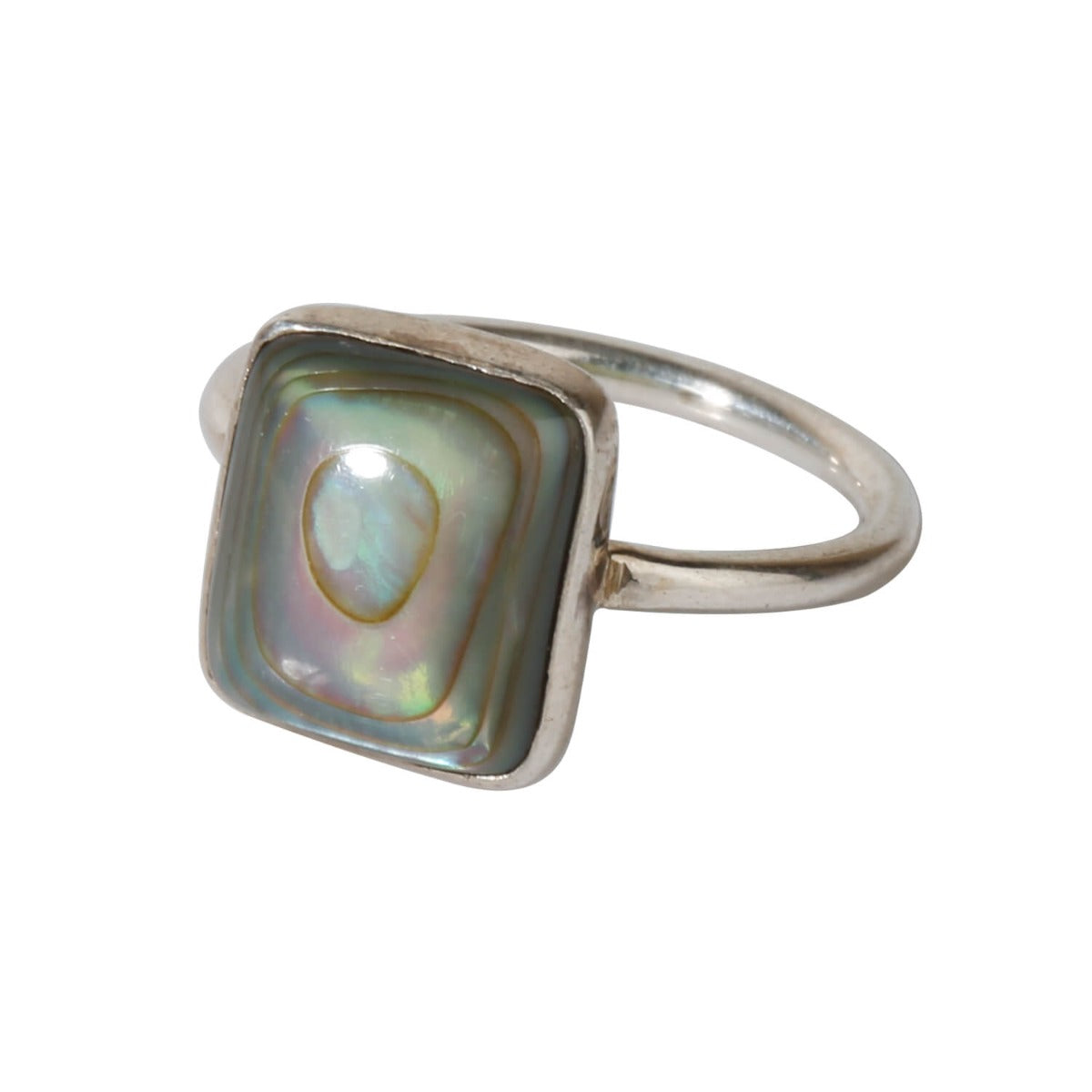 Square Abalone sterling silver ring