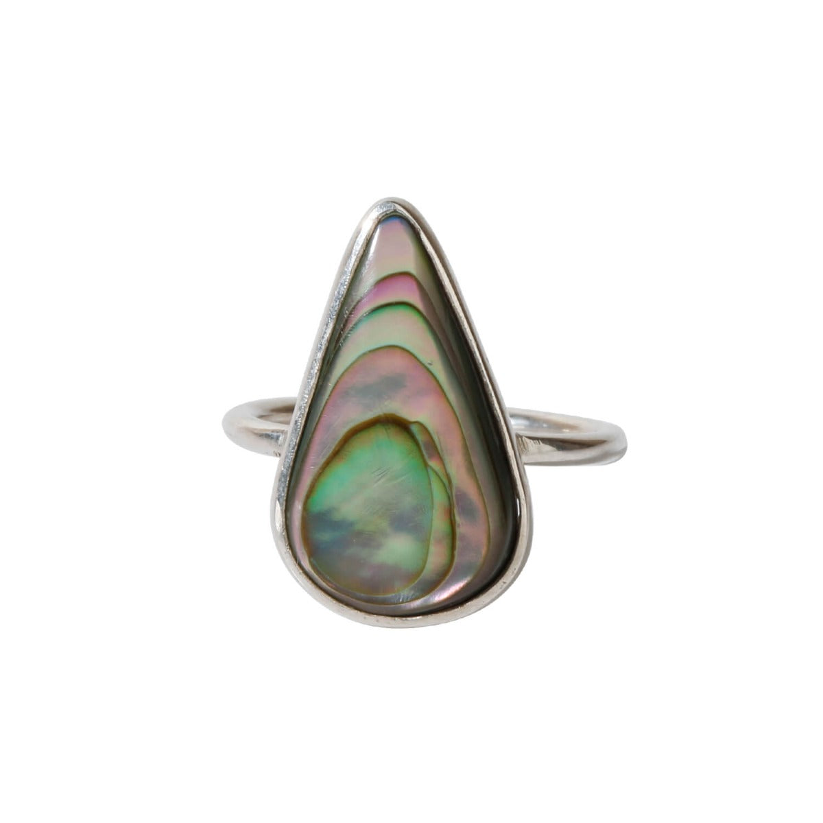 Water droplet abalone silver ring