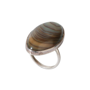Oval shape Abalone silver ring
