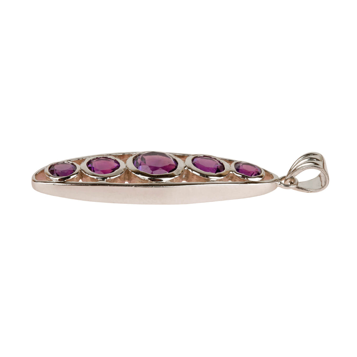 Round Amethyst oval silver 925 pendant