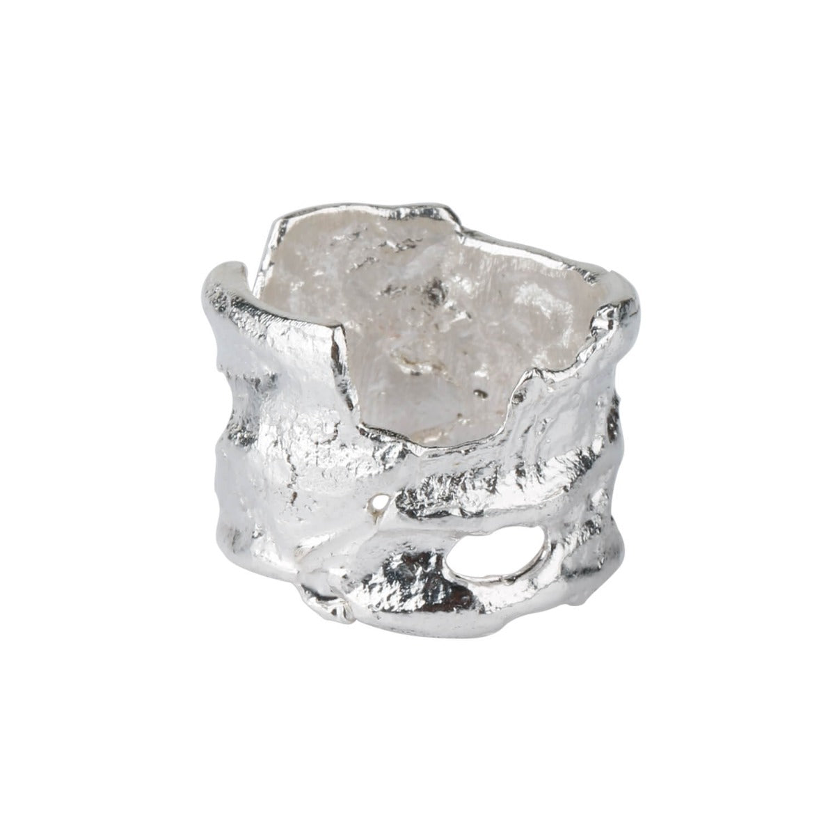 Alluring unevenly shaped silver ring