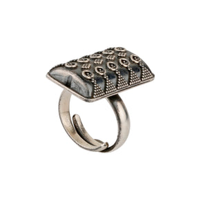 Oxidized silver Rectangle ring