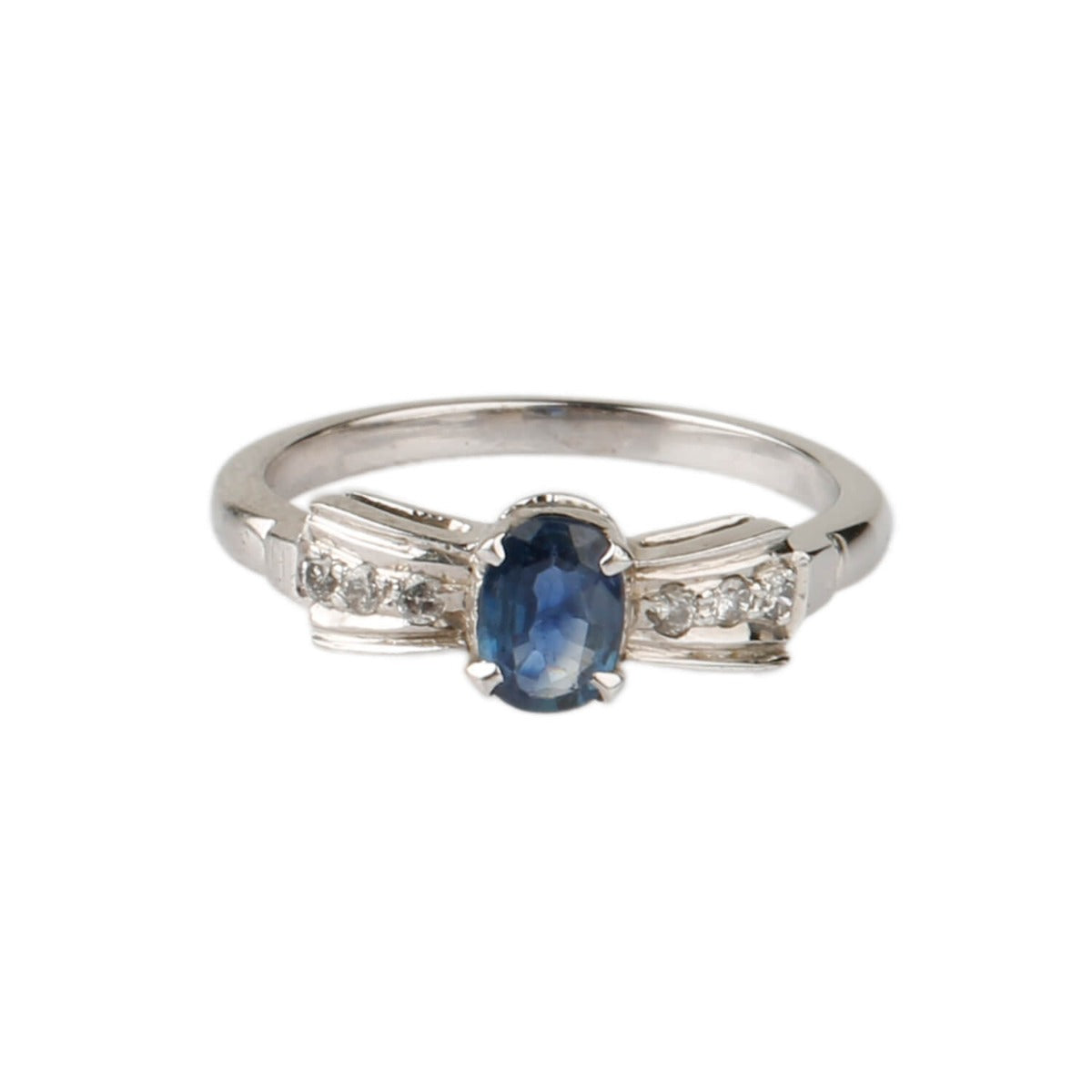 sapphire diamond ring worn on hand sterling silver