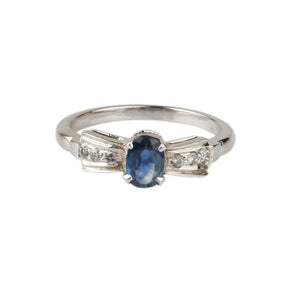 sapphire diamond ring worn on hand sterling silver