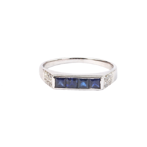  Silver Ring Tennis style with Sapphires and Diamonds