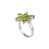 silver peridot ring for women side view