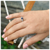 silver sapphire diamond ring 925 sterling silver