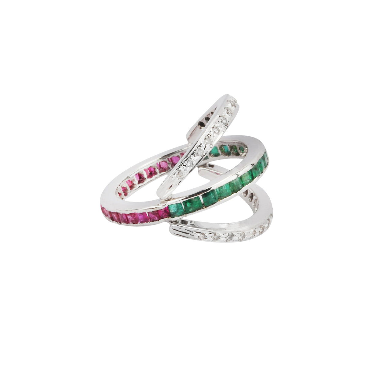 Silver stackable changeable ring with multi bands